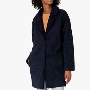 NWT Amazon Essentials Navy Blue Teddy Jacket Oversized Sherpa Trench Coat - S